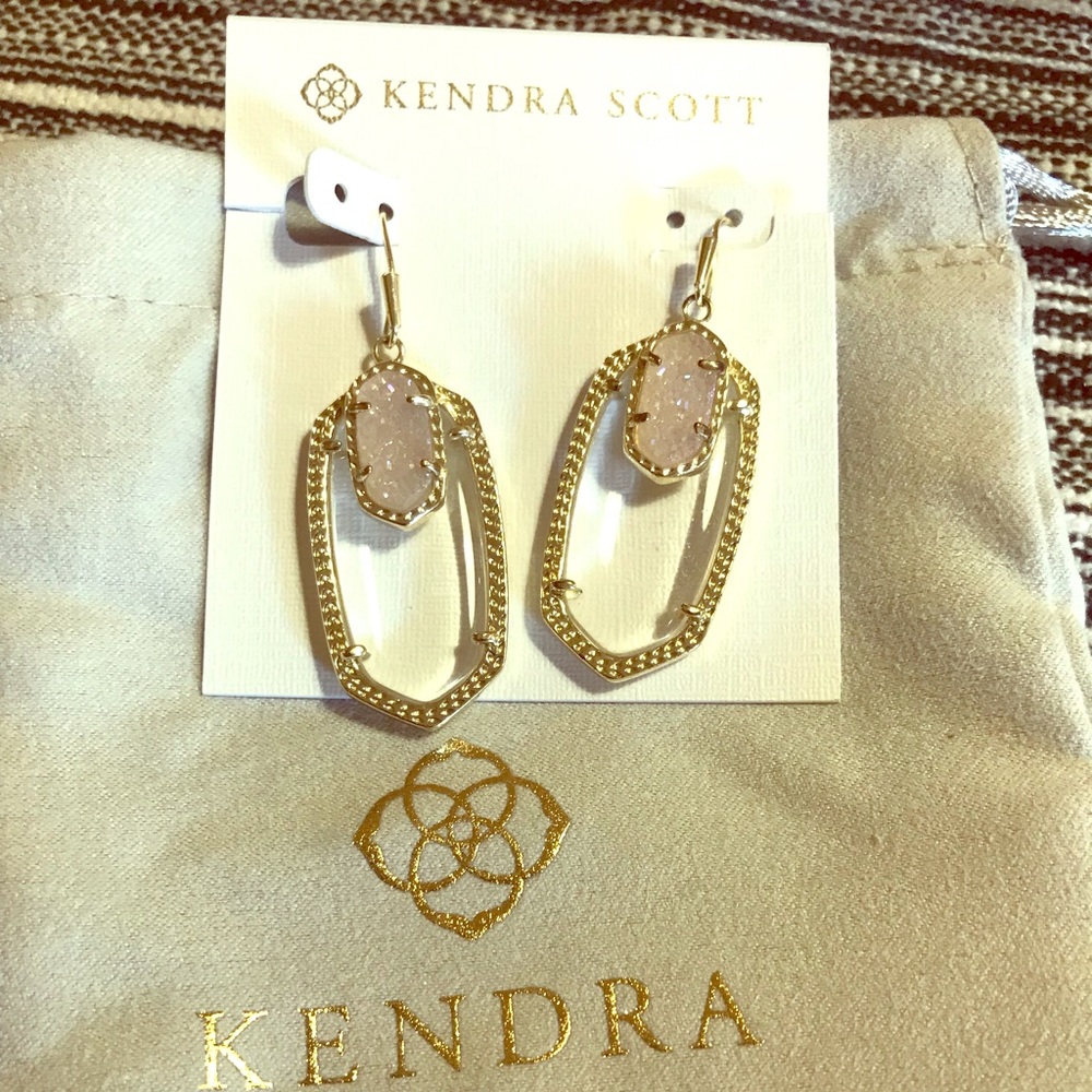 Kendra Scott Elle Earrings with pink drusy